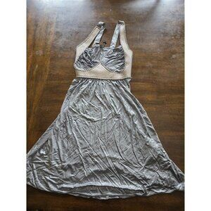 NWT Sky S DEEP V Silver Faux Leather Knit Club Wear Top 125032